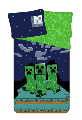 Povleen Minecraft Sssleep Tight 140x200, 70x90 cm zelen-modr <br>640 K/1 ks